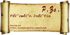 Pázmán Zsófia névjegykártya